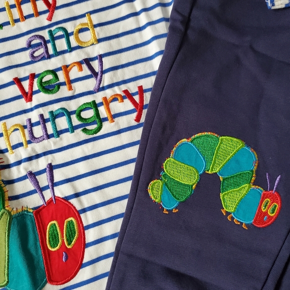 Eric Carle The Very Hungry Caterpillar Embroidered T-Shirt and Pants Set NWT - Picture 4 of 16
